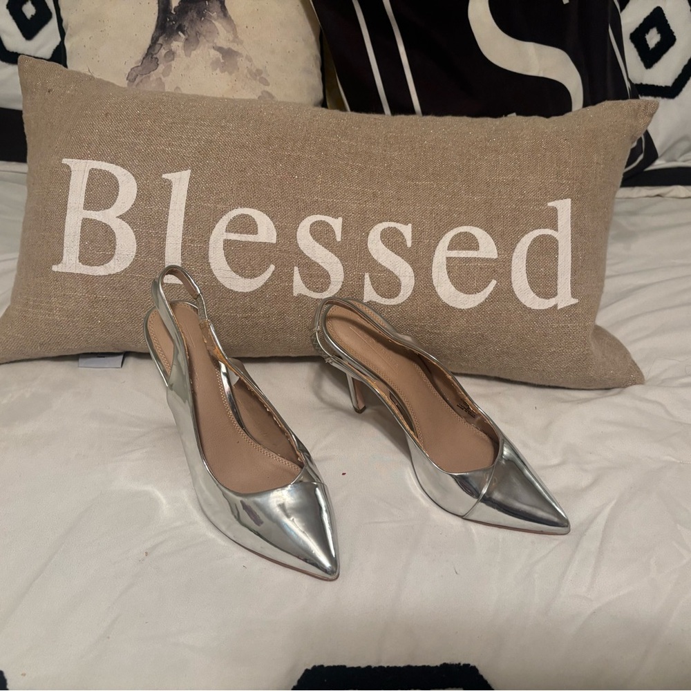 ASOS Shiny Silver Pointed Heels